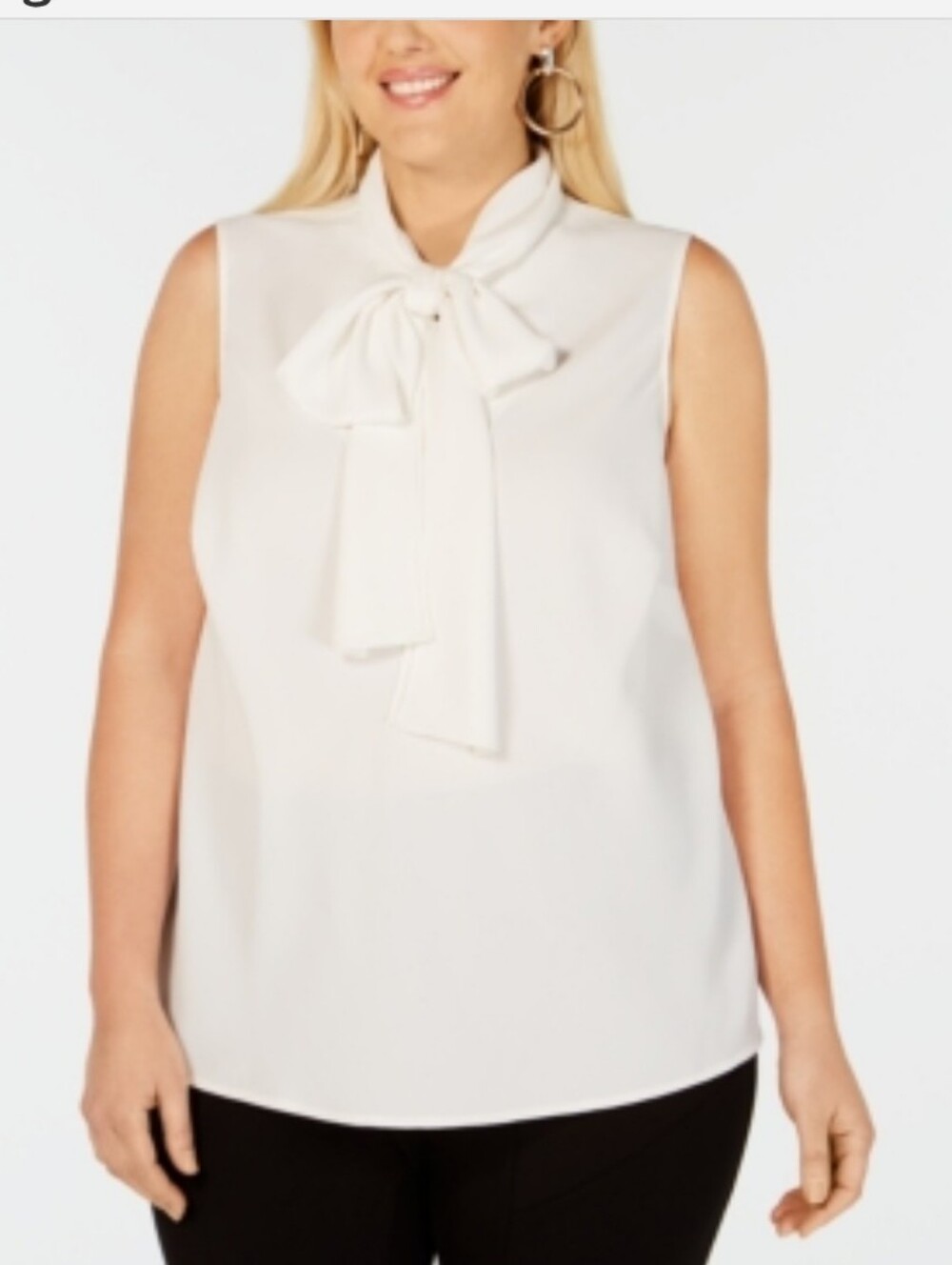 Bar III Lily Sleeveless Bow-Tie Camisole - Cream NWT Plus Size 2X MSRP $59